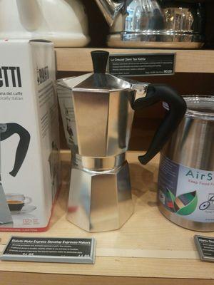 It's just aluminium made. Better to go online & purchase stainless steel crafted espresso makers