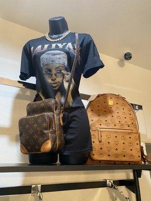 Our Aaliyah band tee styled with a vintage Louis Vuitton crossbody.