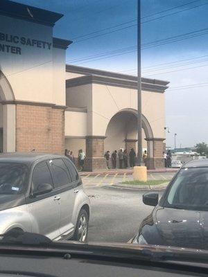 The line probably started at 6am. The line continues until they open at 7:30am. Employees come out and pass out numbers and applications.