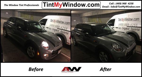 2015 Mini Cooper with TintMyWindow.com's Value Tint. %35 on the front and %20 on the back.