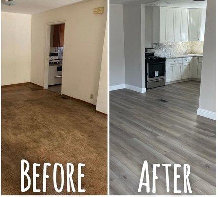 Time to get rid of that old outdated carpet and upgrade to something more durable and easy to clean! Call us today for your free estimate!