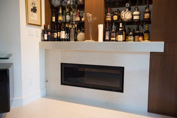 Crema Marfil Marble fireplace surround with mantle