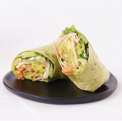 Avocado Turkey Wrap on Spinach Tortilla