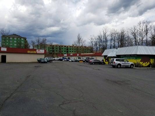 Battery Warehouse Belair entrance to parking lot. Store is on the left