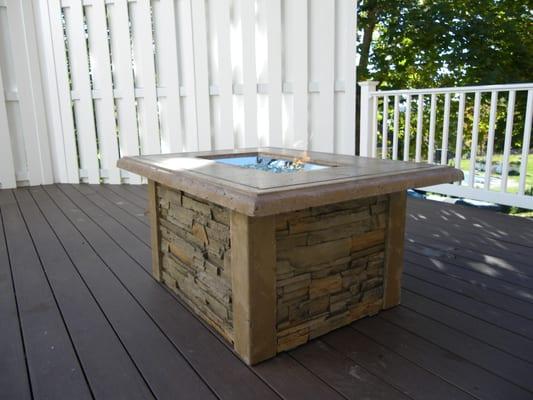 Azek deck with natural gas fire pit