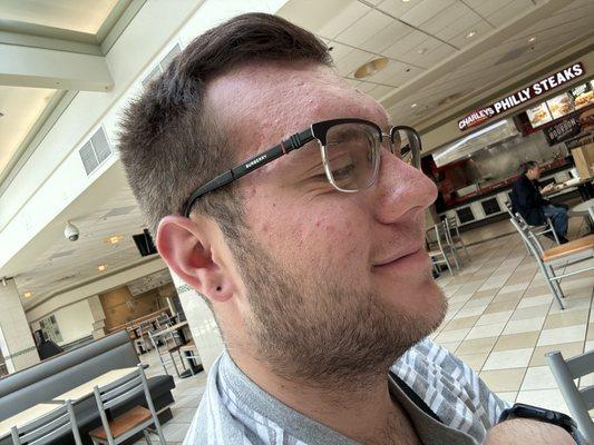 Stefan with a side shot of the black ball stud ear ring just an hour after the piercing