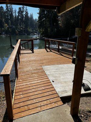 Newly refurbished decking and added  safety railing with lighting.