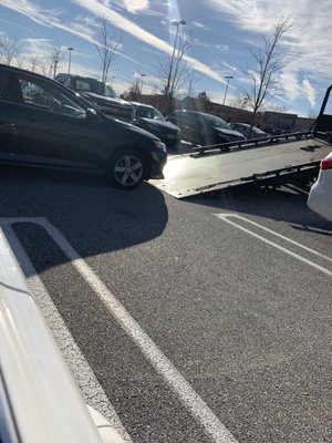 Mom's car being towed