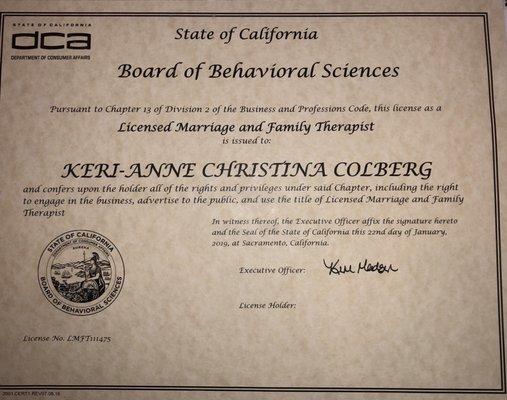 Licensed Marriage Family Therapist