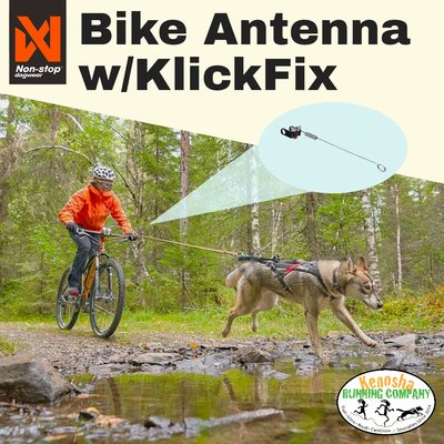 A detachable bikejoring antenna that prevents your dog´s bungee leash from tangling into the front wheel.