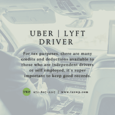 Those who earn income doing uber or lyft are entitled to many deductions at the time of filing taxes, and good record keeping is key.