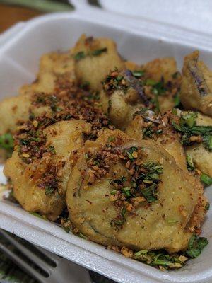 Salt and pepper eggplant. Delicious.