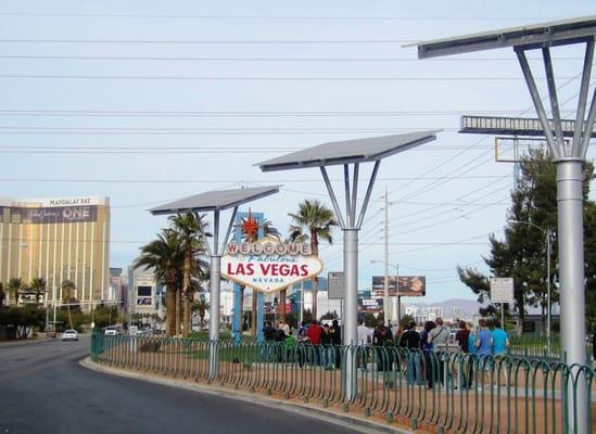 Welcome to Las Vegas Sign with Custom Solar Trees