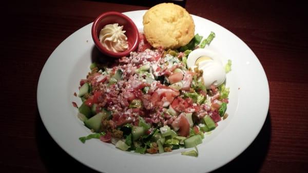 Chopped salad, so delicious! Amazing corn muffin too.