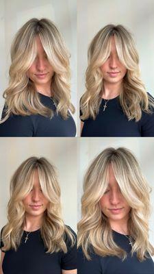 Fresh blown out warm blonde