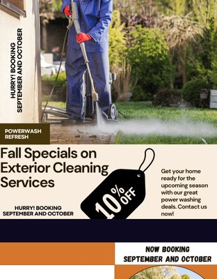 Refresh your home's exterior with our unbeatable power washing specials this fall! Say goodbye to dirt, grime, and mildew as we restore your