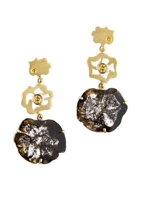 Slice diamond earrings with yellow diamond accents set in yellow gold by Kristin Hanson