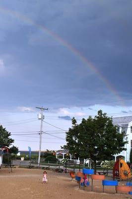 A rainbow over the playground