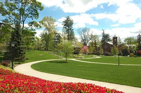 Spring in the Wartburg Meadow with the Chapel in the background