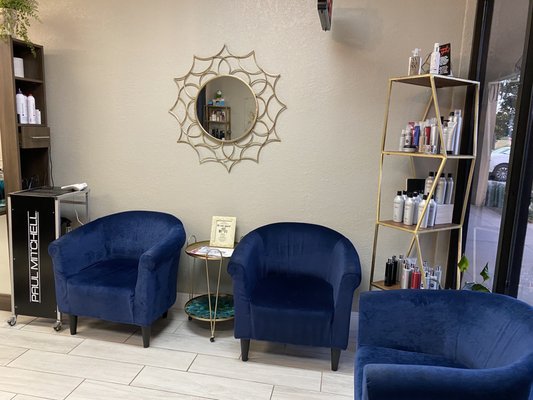 Reception area of Azure Salon