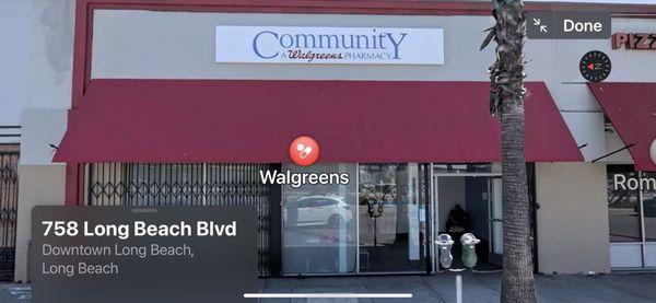 Storefront view (from Long Beach Blvd). It's on the same block as the larger Walgreen's store and pharmacy (next to McDonald's).