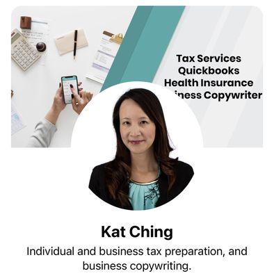 Tax preparation, QuickBooks, health insurance, and copywriting.