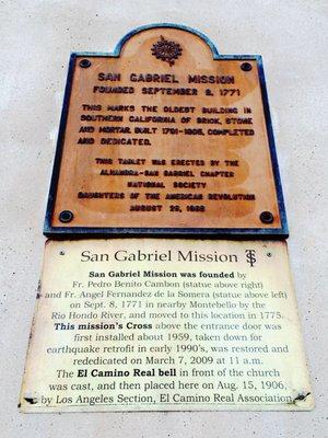 San Gabriel Mission Plaque