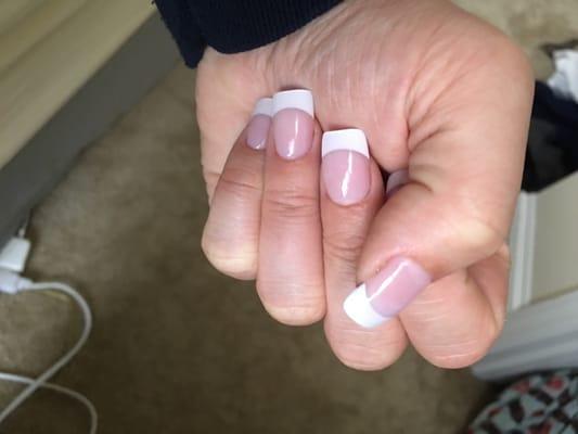 Full set, French manicure, white tips.