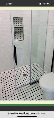 Custom curb less shower with double niche