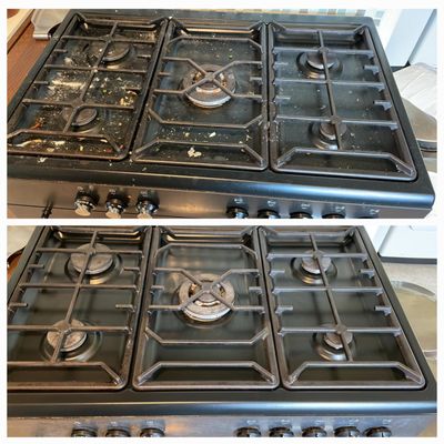 From soiled to pristine. Our team expertly cleaned this stovetop, showcasing Comforts Cleaning Services' commitment to quality.