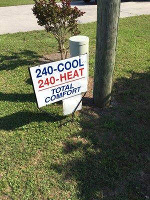 More than just a yard sign, it's a sign of another quality job performed by Total Comfort Heating & Cooling, Inc.