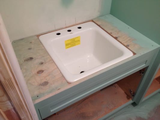 Inset sink before counter top