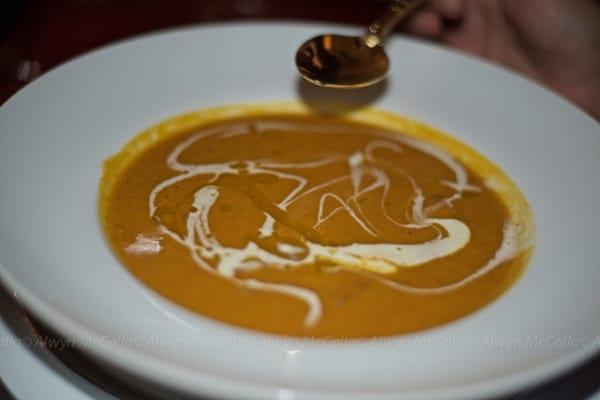 Roasted Butternut Squash Soup // Five Spice Creme Freche // Carmelized Cinnamon Apple