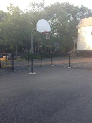 Basketball hoops on the NE side of the school