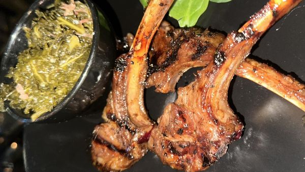 Lamb chops w kale in n smoked Turkey