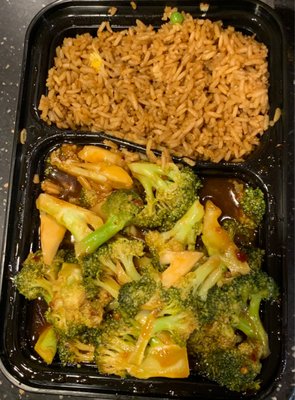 Beef and broccoli lunch