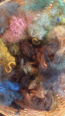 Hand dyed wool for fiber painting