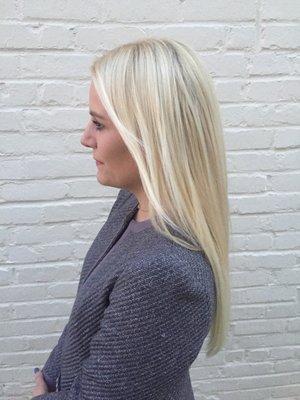 Hair extensions and color by Loren