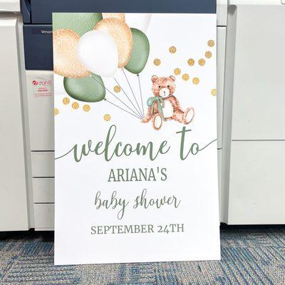 Welcome sign for baby shower - 24x36 Matte poster printed and mounted on foamboard