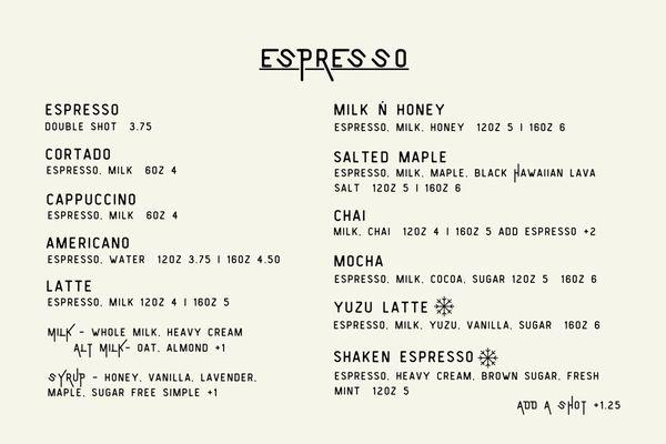 Espresso Options