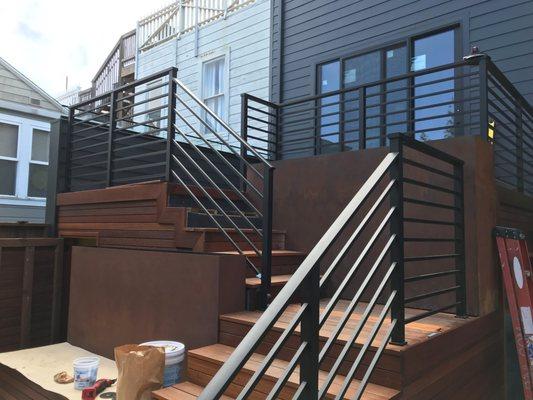 Railings and planter boxes