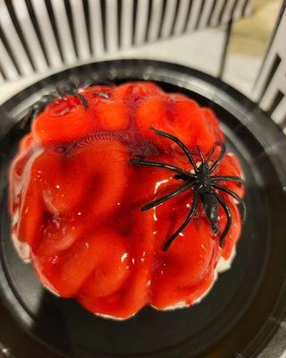 Brains & spiders  Strawberries & cream vanilla cupcake