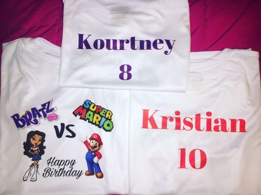 Happy Birthday Shirts for Kristian & Kourtney (dye sublimation)