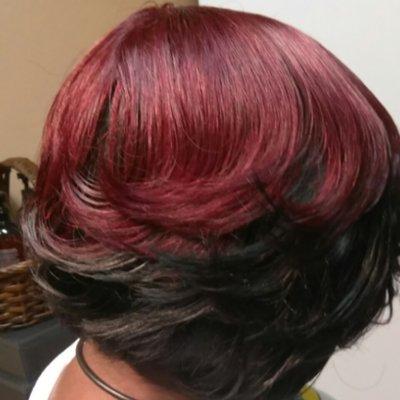 bob length layered full head weave