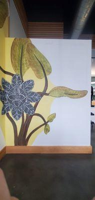 Hand painted wall mural art for renovated interior design project.