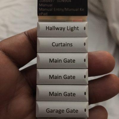 Lighting, Curtains and Gate Costume control Buttons