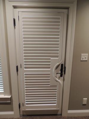 Framed Lafayette Plantation shutters for doors.