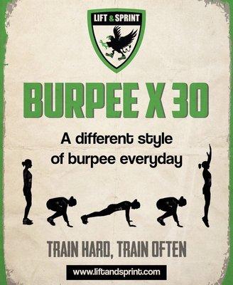 June Burpee x 30. A fun month if different types of Burpee. #trainhardtrainoften