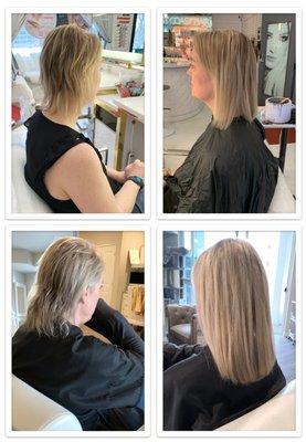 Before and after Soft bond™ Strands for a safe, gentle hair extension hold in thin, fragile hair