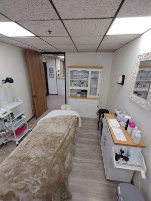 My Healdsburg Location Massage and Esthetics Room.  Light, Bright and Airy,. Super white with a little Boho and Shabby Chic going on.